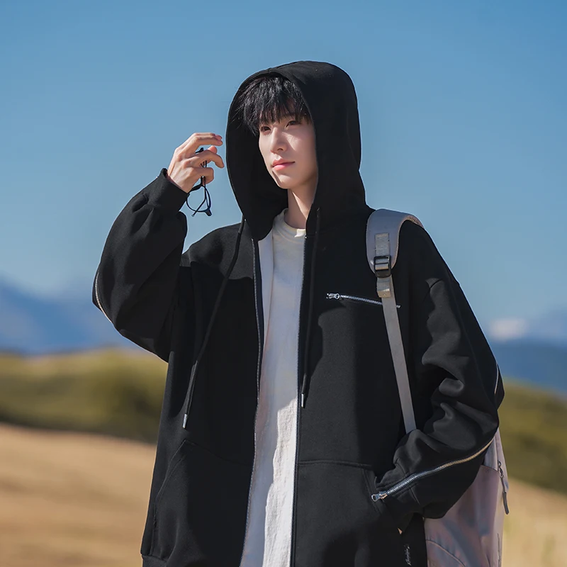 

Мужской свободный повседневный кардиган-худи на весну-осень, новинка, в японском ретро-стиле, удобный свитшот