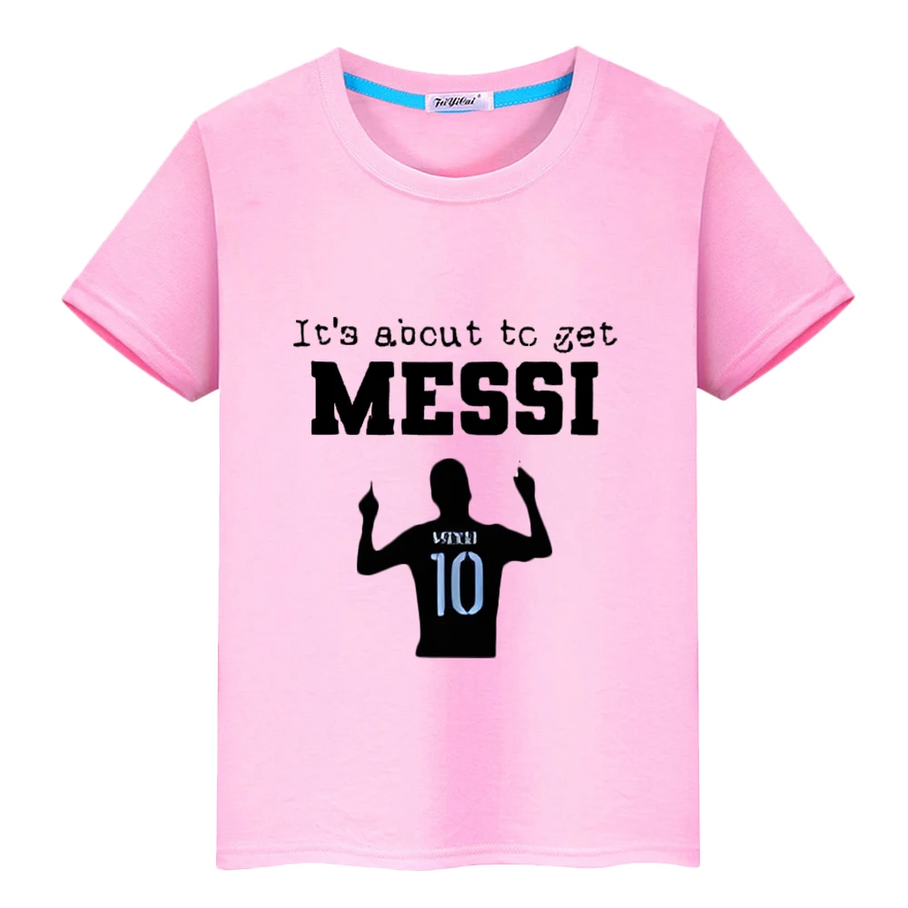 Football print boy Cartoon 100%Cotton T-shirt Casual Short y2k one piece Kawaii messi avatar Tops anime Tees kids clothes girls