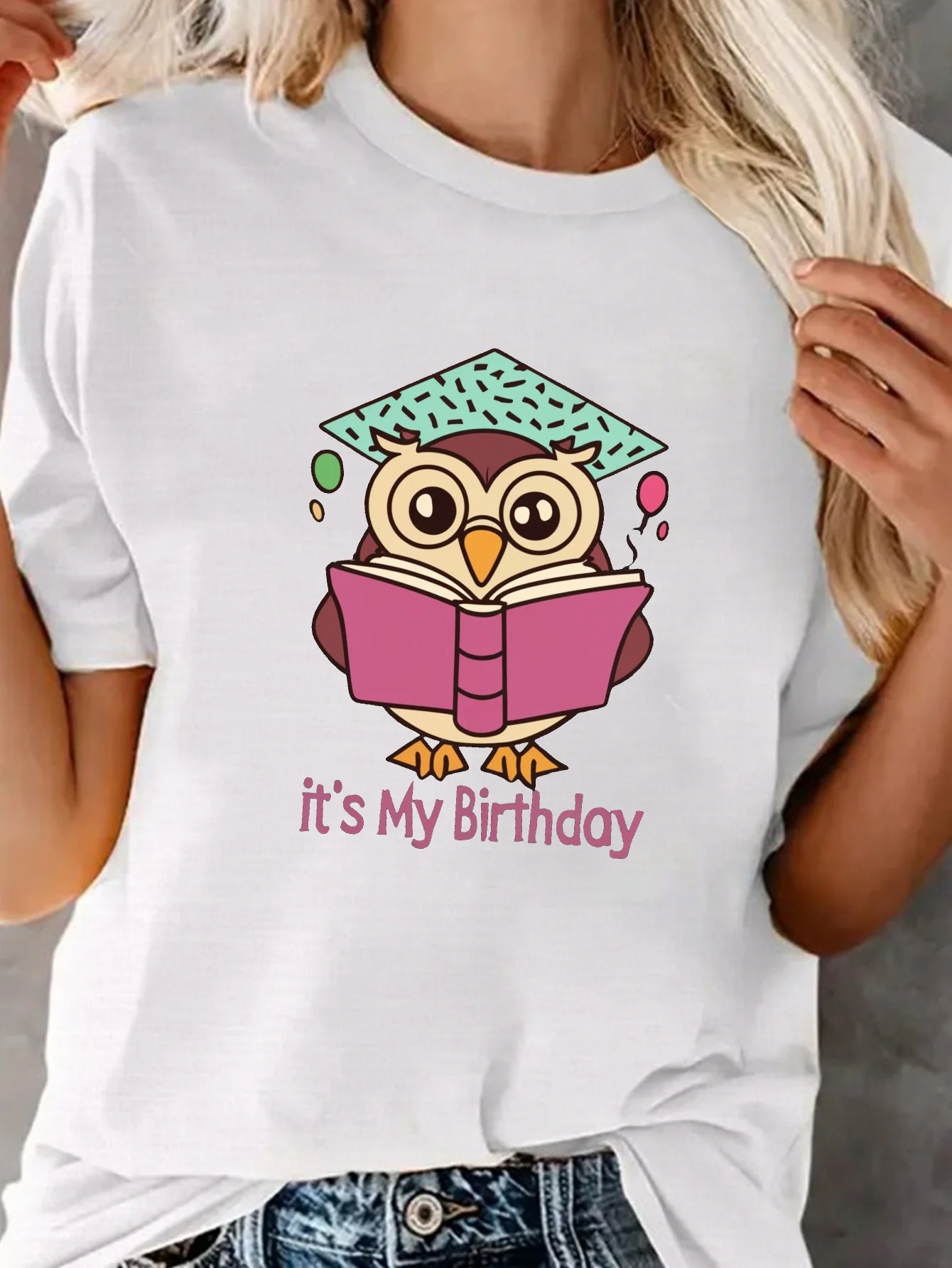 

Женская футболка с коротким рукавом It S My Birthday, повседневный топ с круглым вырезом, одежда для весны и лета