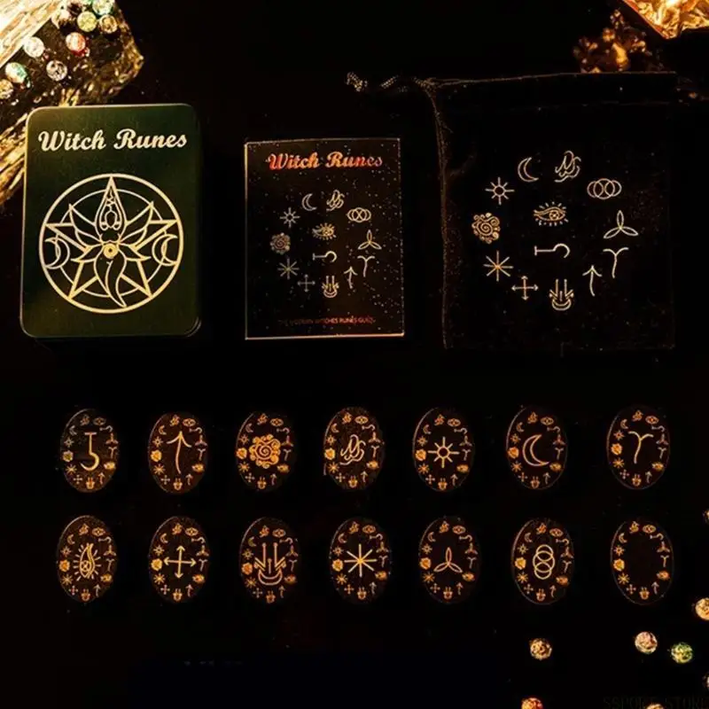 

U2JB Divinations Game Props Handmade Woodcut Stone Set with Storage Box