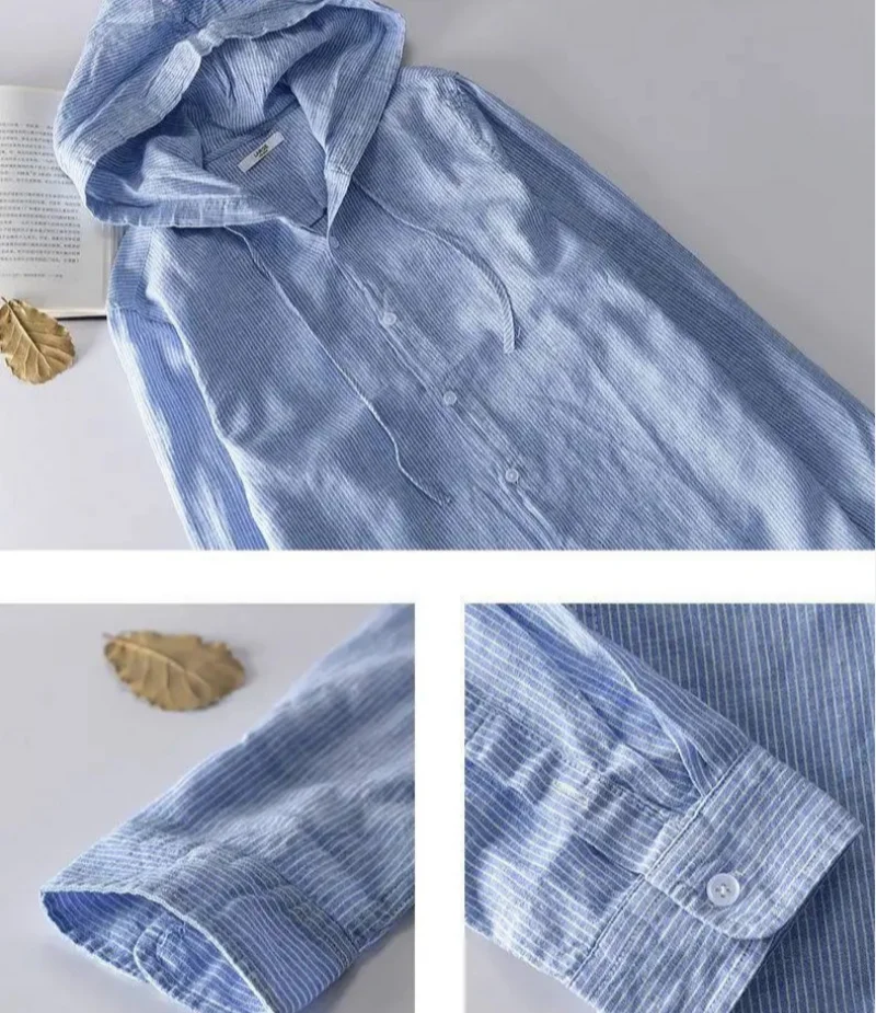 Men Summer Shirt Sun Anti UV Long Sleeve Hooded Drawstring Single breasted Soft Loose Breathable Cardigan Coat Top