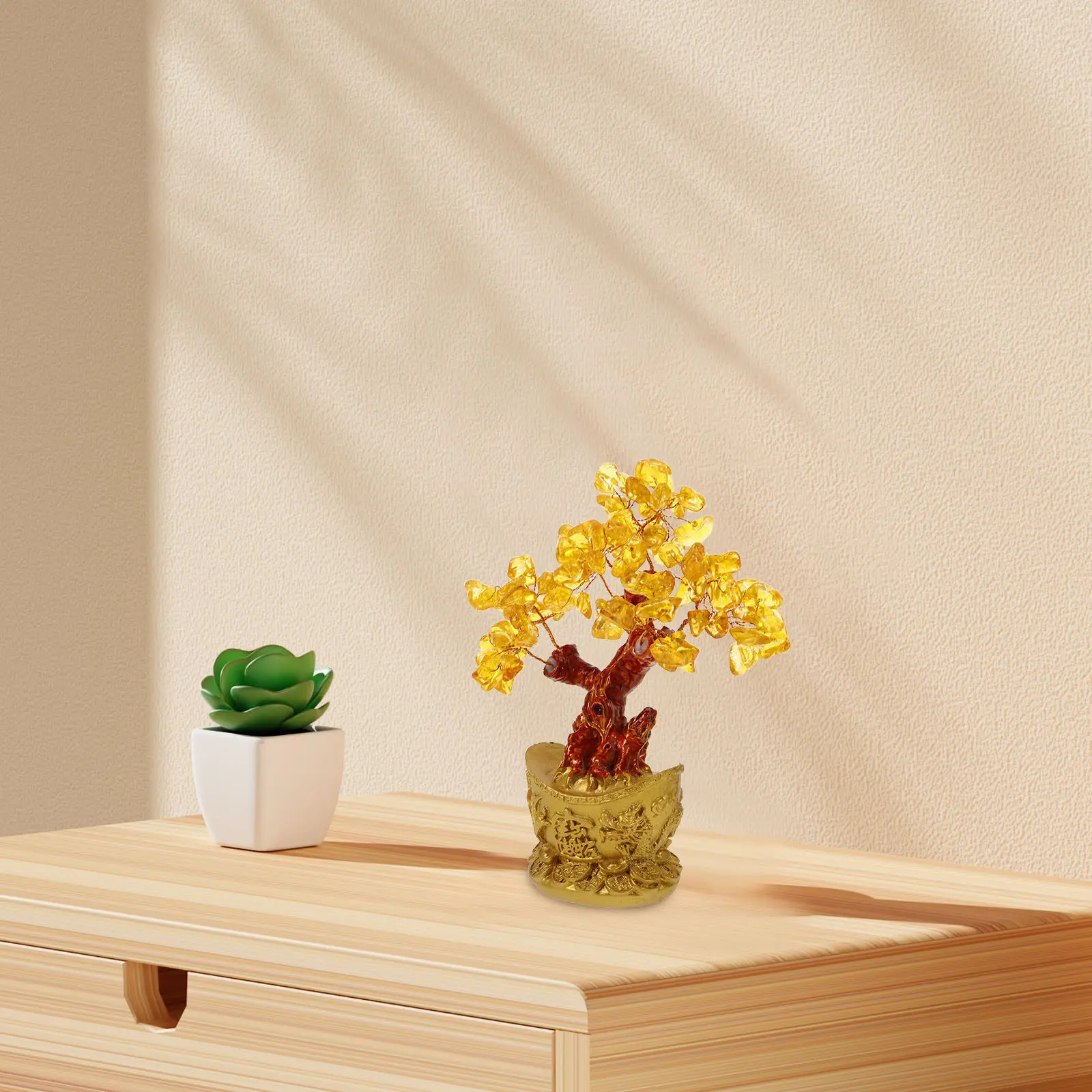 Crystal Money Tree Bonsai Resin Ornament for Home Office Desk – Luck & Prosperity Decoration