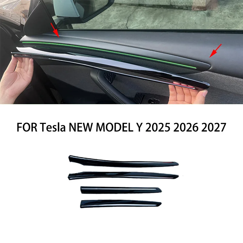 

Car accessories For Tesla NEW MODEL Y 2025 2026 2027 ABS black carbon Door decorative strip Cover Trim 4pcs