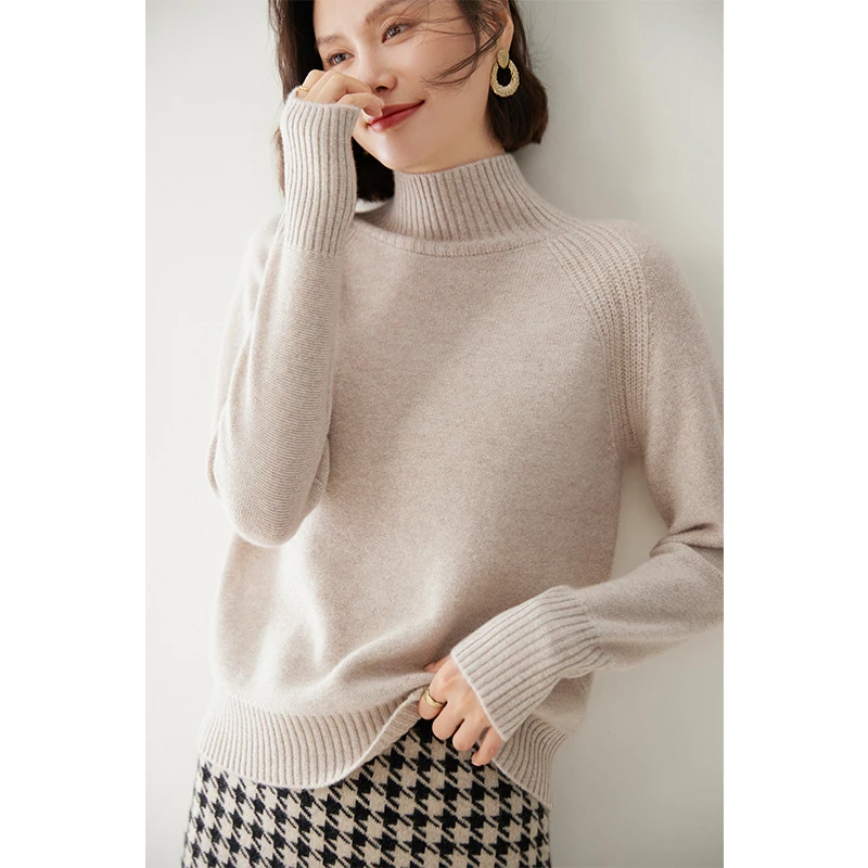 2023 Autumn Winter New 100% Pure Cashmere Sweater Turtleneck Women\'s Thicken Warm Pullover Female Loose Large size Knit Jumper