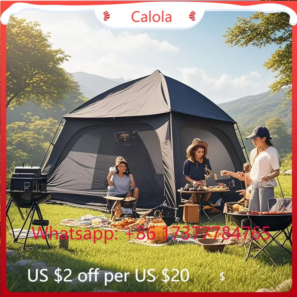 8-Person Family Camping Tent With 3 Door Vestibules 3 Mesh Doors Skylight Design