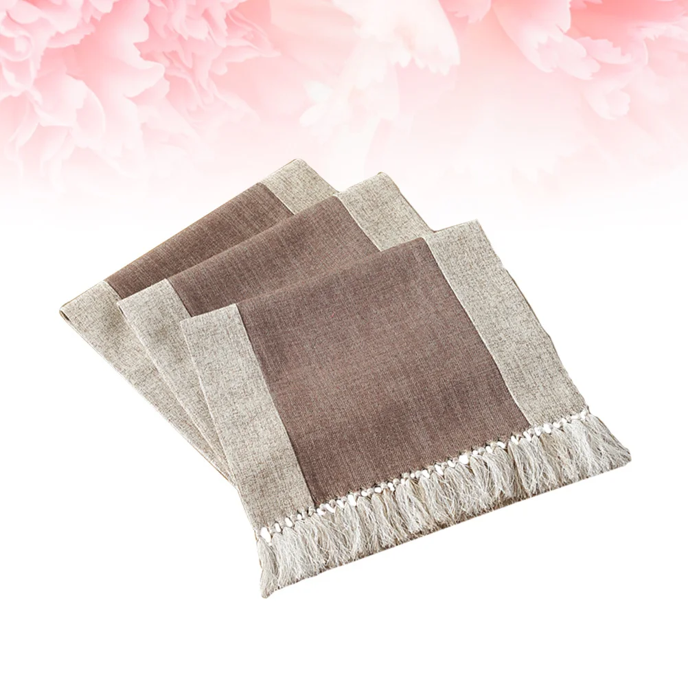 

Tassel Table Runner Brown Size 2 Cotton Linen Cloth For Party Household Decor Pretty Washable Reusable Table Cover Home