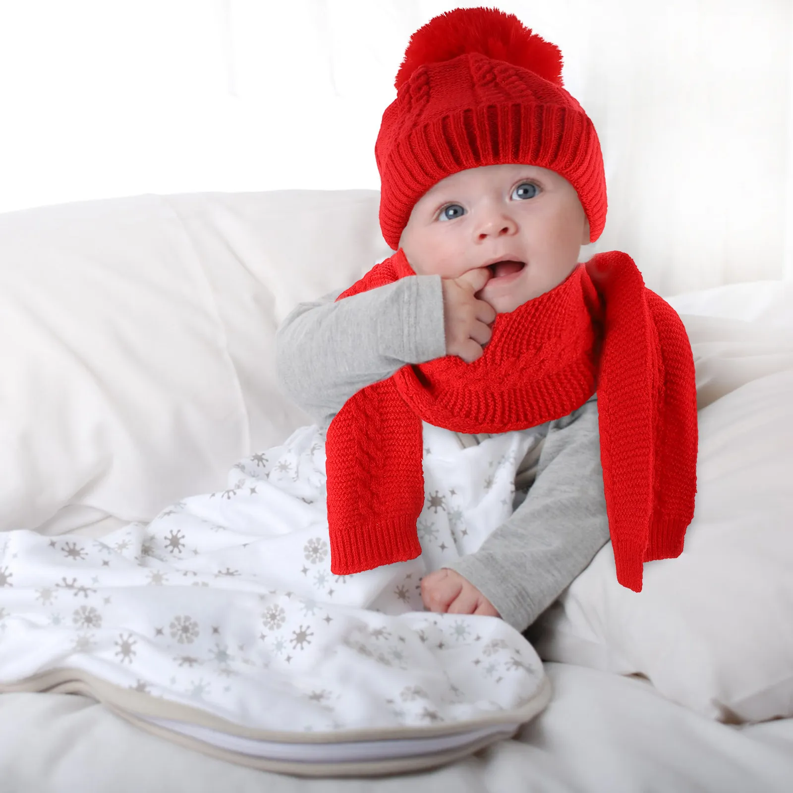 

1 set Children Knitted Hat Scarf Set Warm Woolen Yarn Beanie Muffler For Winter Outdoor Wear Riding Skiing Hiking