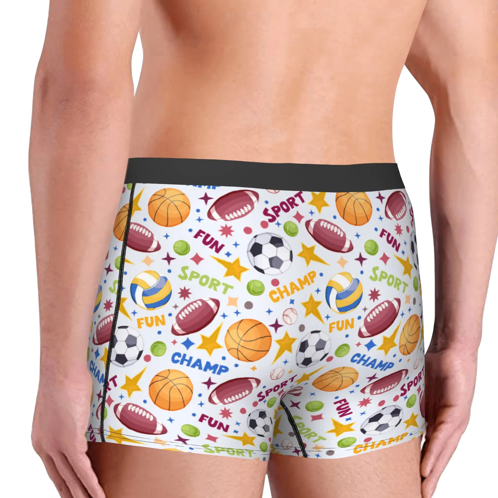 Basketball Soccerly American Footbally  Underwear  Print Sports Baseball Star Boxer Shorts Panties Briefs Breathable Underpants