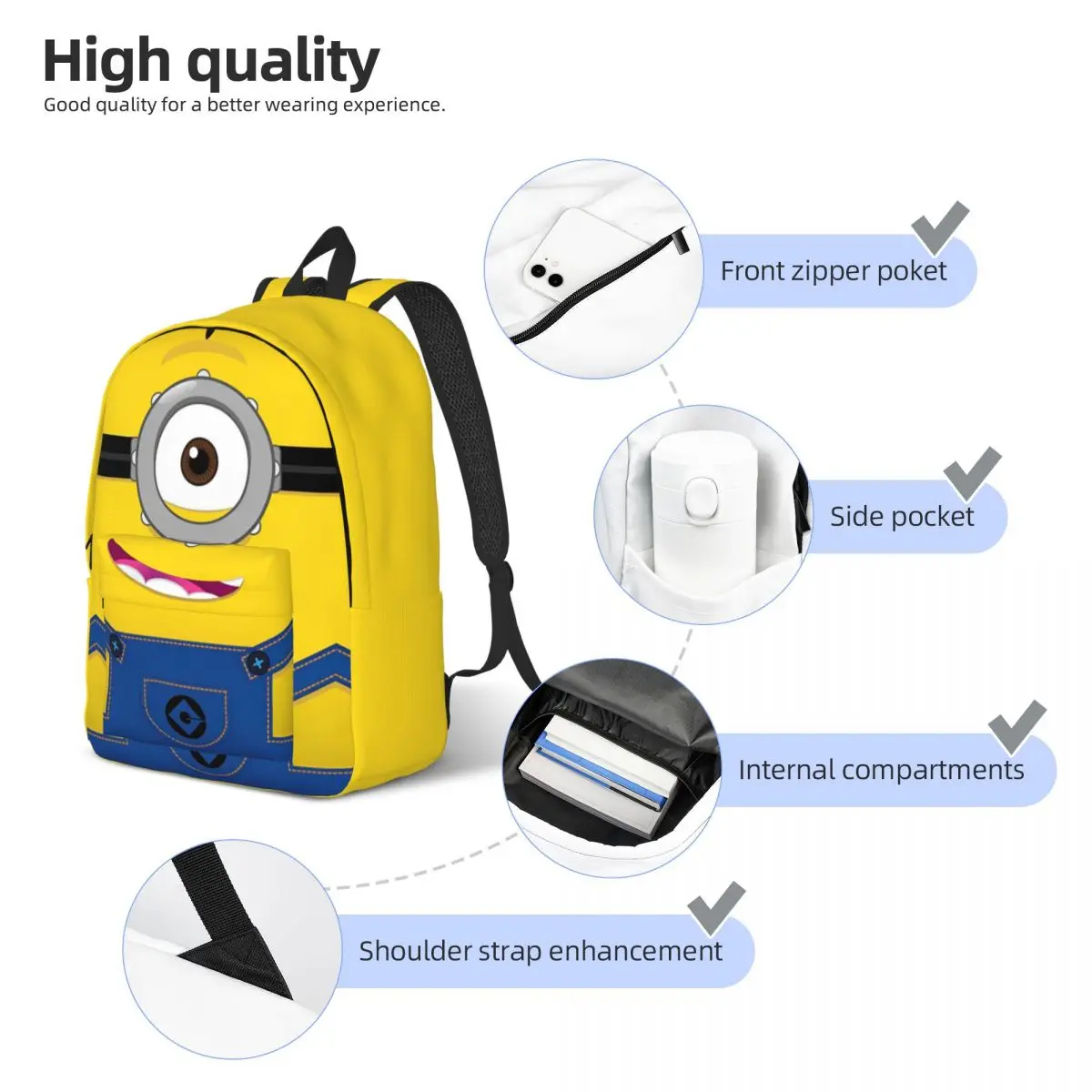 Minions Stuart Backpack for Student School Bookbag Daypack Preschool Kindergarten Bag Lightweight