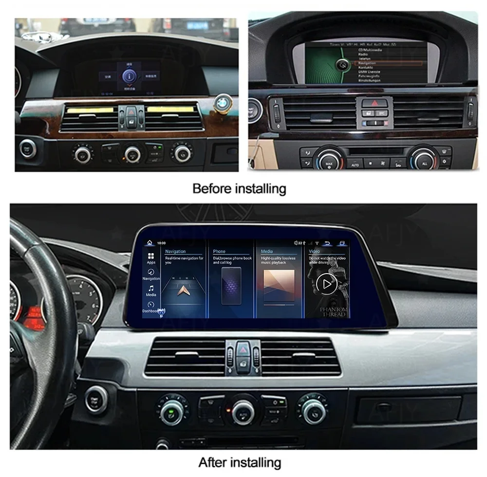 12.3 inch For BMW 5 Series E60 2003 - 2010 CCC CIC Auto Wireless CarPlay Car Radio Blade Screen Android Multimedia Video Player