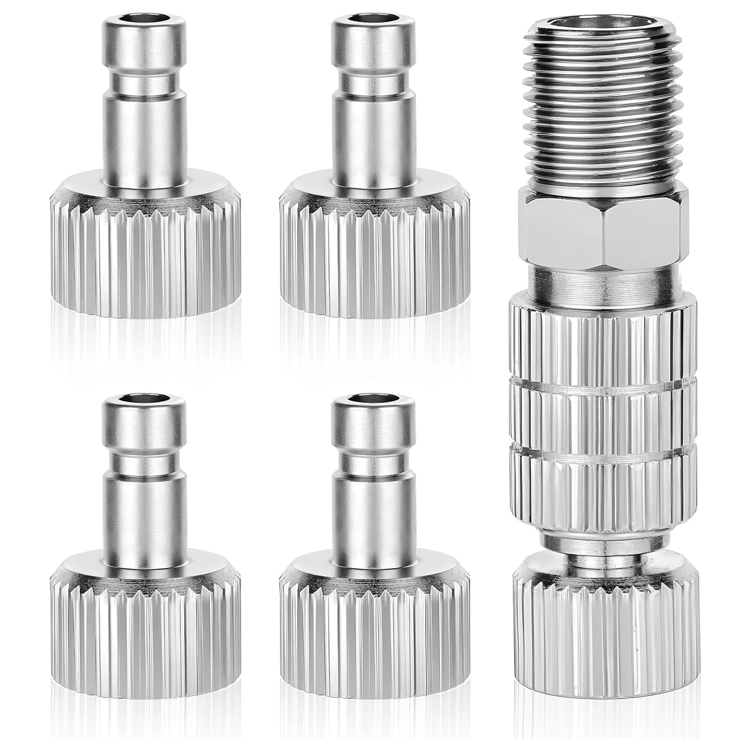 Airbrush adapter 5-piece set, 1/8 inch female connector and male adapter control valve for air compressor and airbrush hose