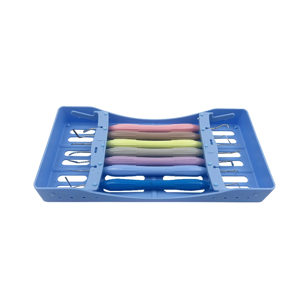 7pcs Dental Resin Spatulas Composite Filling  Aesthetic Restoration Set Dentistry Instrument Disinfection Box Tray Dentist Tools