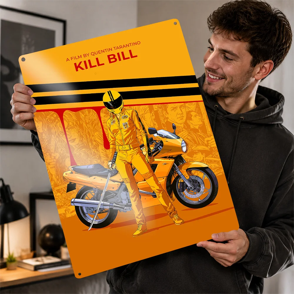 Kill Bill Movie Poster Cinema Wall Art Customized Retro Metal Tin Sign for Home Theater Man Cave Film Fan Gift Room Decoration