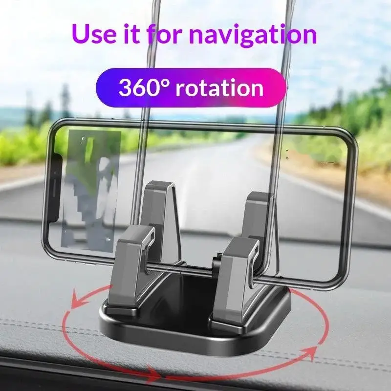 Suporte de Telefone para Carro Ajustável e Rotacionável, Montagem Antiderrapante para Painel, Suporte Universal para Uso de GPS em Múltiplos Ângulos