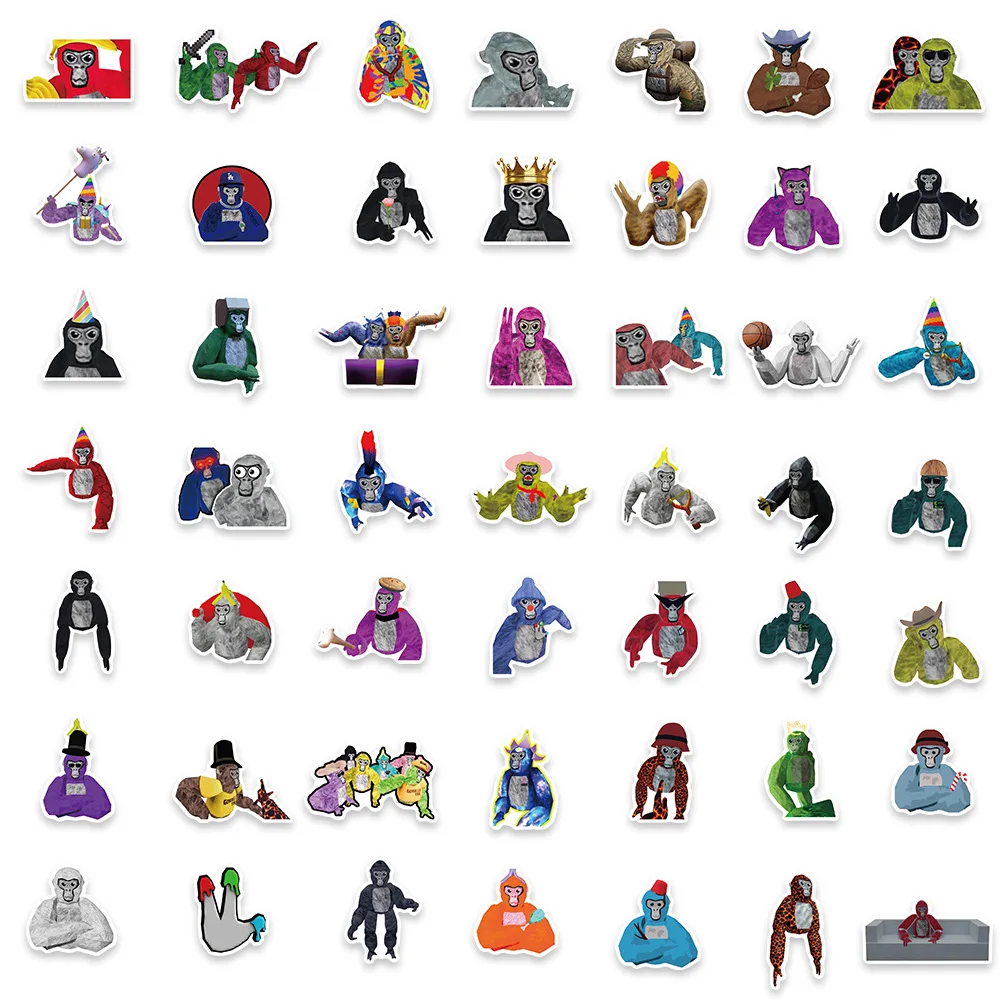 50Pcs Gorilla Tag Stickers Pack, Funny Game Aesthetic Vinyl Waterproof Sticker Decal for Water Bottle,Laptop,Phone,Skateboard
