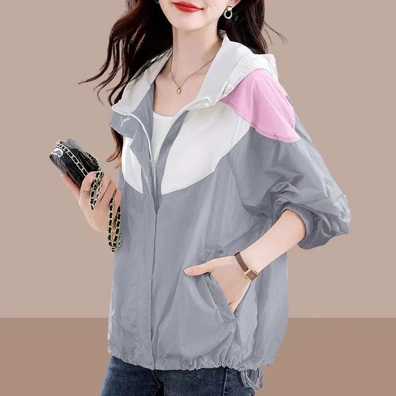 2026New Spring Summer Sun Protection Clothing Coat Ladies Quick-Drying Sunscreen Jacket Women's Outwear Hooded Overcoat Tide Top