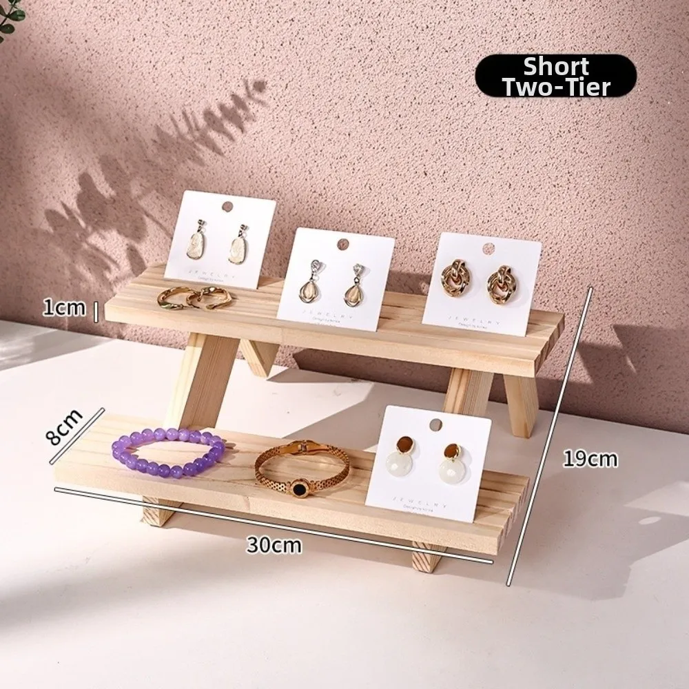2/3/4 Layer Wooden Jewelry Display Stand Decorative Minimalist Earring Storage Rack Multi Functional Wooden Display Rack Desktop