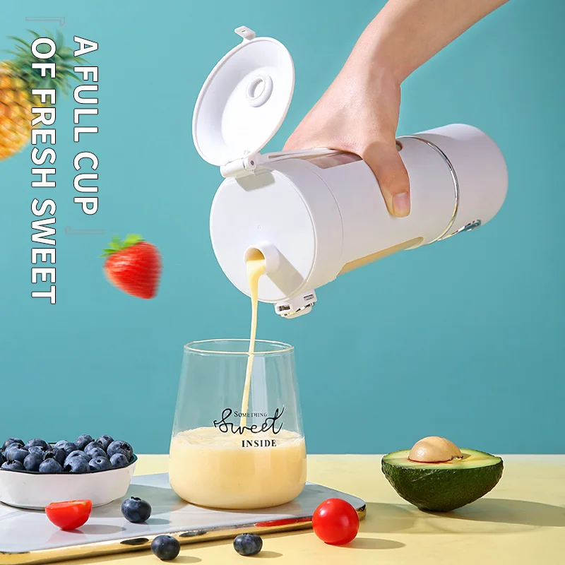 USB Rechargeable Portable Juicer for Juicer Kitchen Helper, Mini Ice Crusher, Portable Mug, Single Cup with Dual Lids