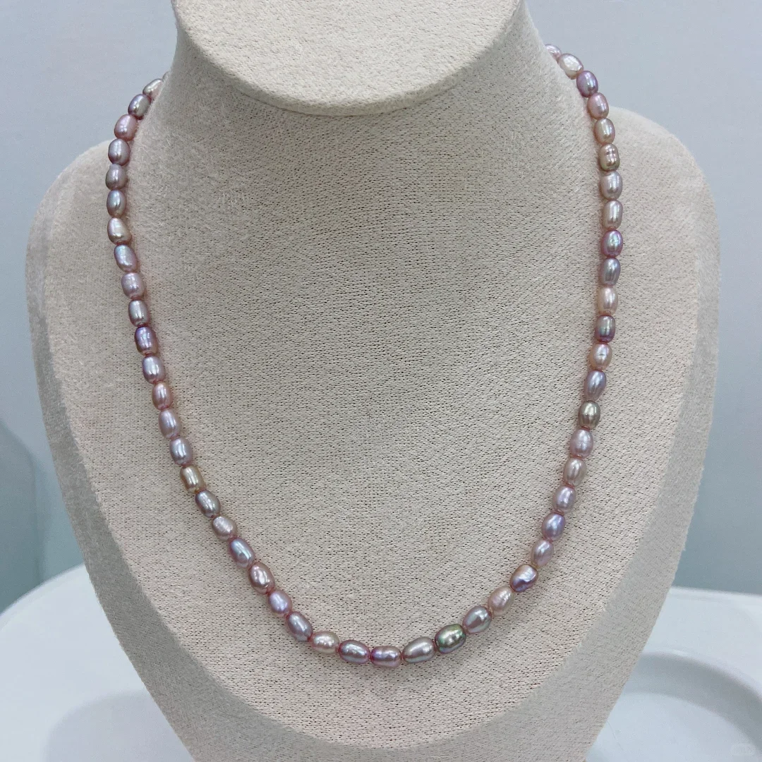 

4-5-6-7-8mm 18CM Natural Freshwater Purple Rice Pearl Loose Spacer Beads for Making DIY Jewelry Necklace Bracelet Women Gift
