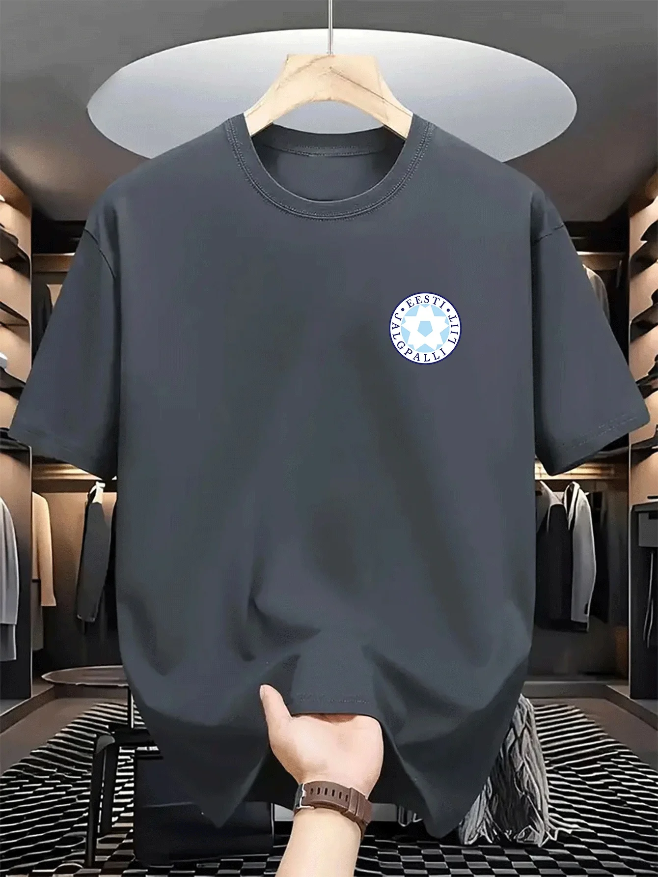 Men's Single-Piece Round Neck Short Sleeve T-Shirt, Luxurious Details, Quick-Drying, Vibrant, Casual and Fashionable, Simple and