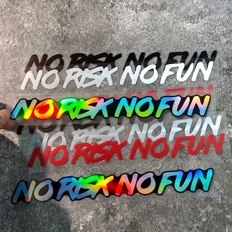 

1 шт., водонепроницаемая виниловая наклейка с надписью «без риска и без веселья» — крупные буквы, многоцветная (на выбор), подходит для автомобилей, мотоциклов.