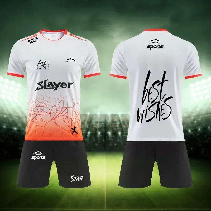 

Дышащий крутой трикотаж для взрослых и детей, комплект из 2 предметов, шорты с короткими рукавами, комплект для спорта и отдыха, модный трикотаж с принтом