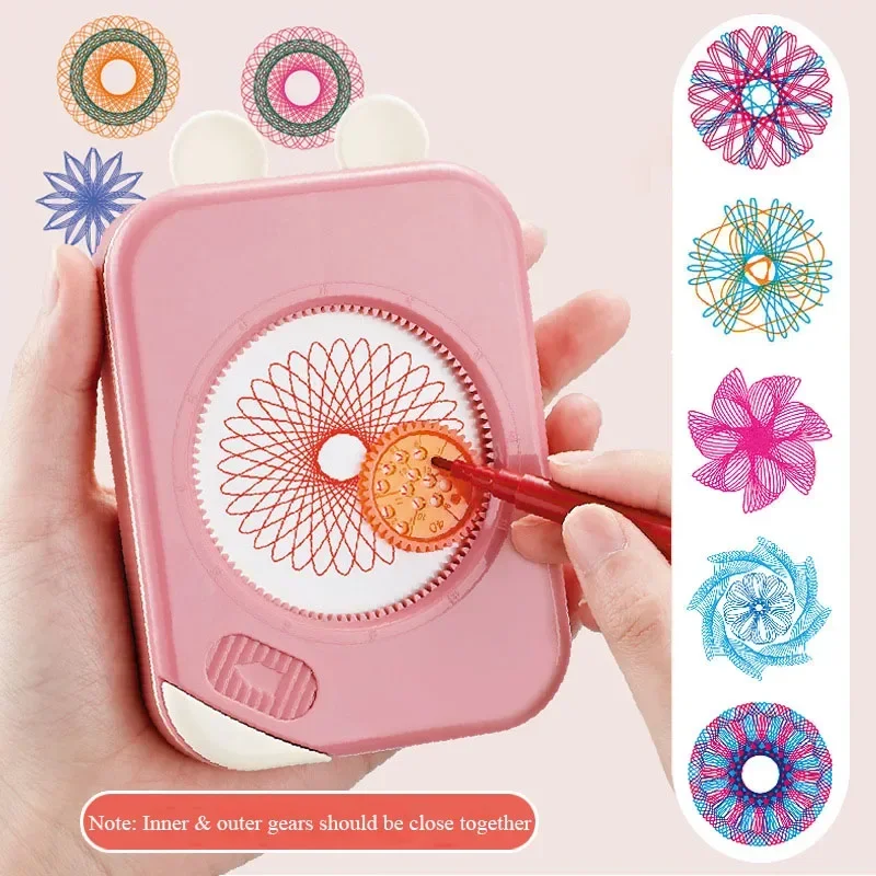 Spirograph Drawing Toys Storage Set Interlocking Gears Wheels Painting Drawing Ruler Paper Pens Creative Educational Toy for Kid