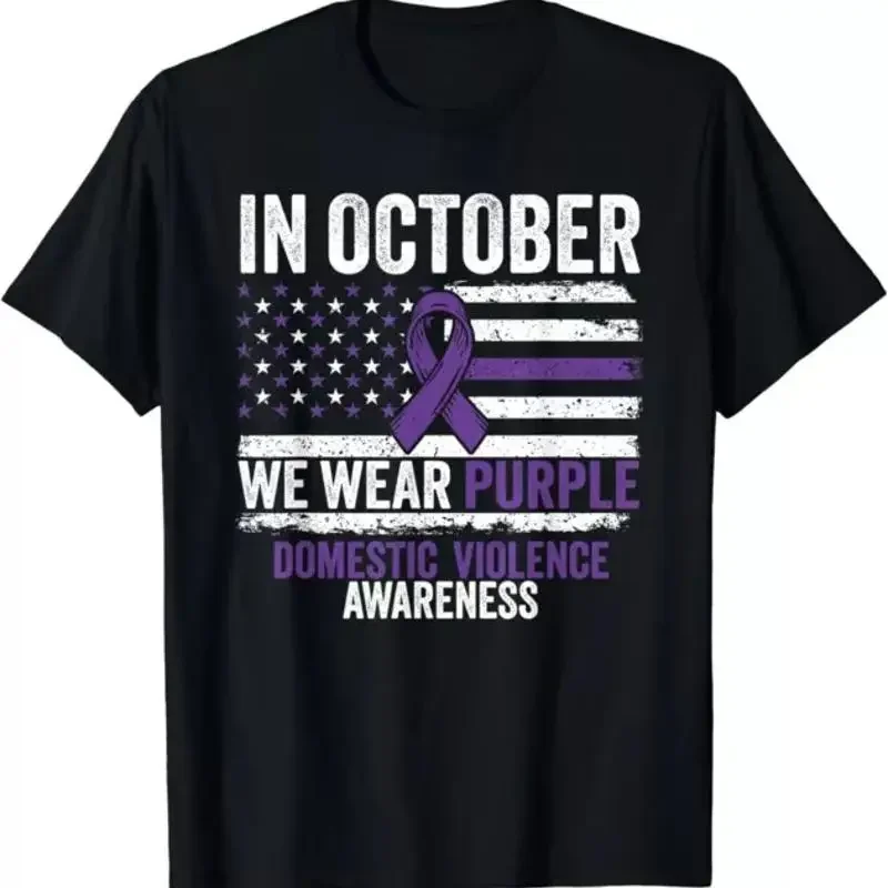 In October We Wear Purple No Violence Awareness T Shirt