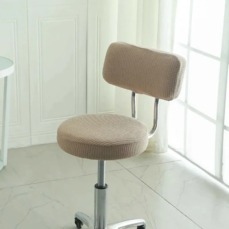Stretch Bar Rotate Chair Cover Plaid Jacquard Round Stool Seat Cover for Hair Salon Bar Banquet Hotel Dining Home Decor