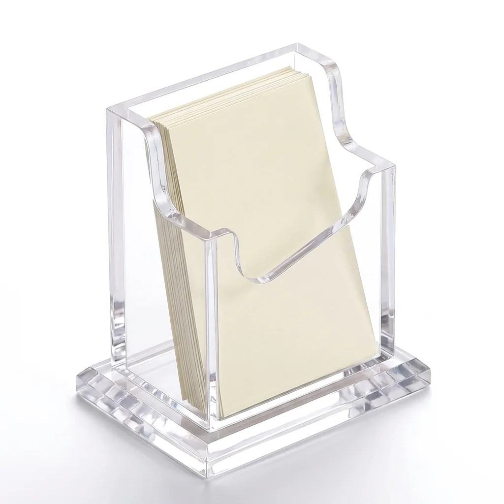 1 Tier Single Pocket Acrylic Name Card Holder, Stable Thickened Base Business Card Organizer for Office Counter & Trade Show
