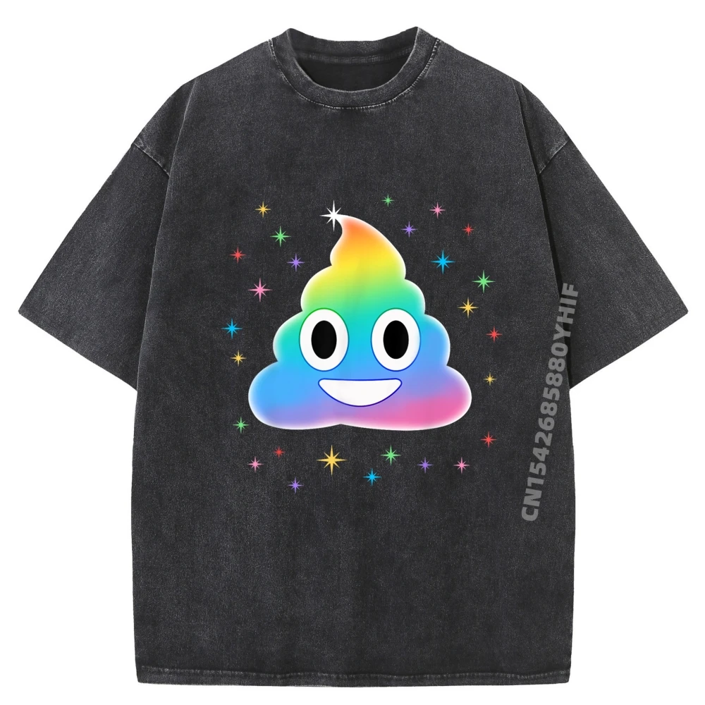 

Female Graphic Tops Tees Streetwear Comfortable Printed T-shirts Women Slogan Unicorn Poop Funny Washed Tee Shirt