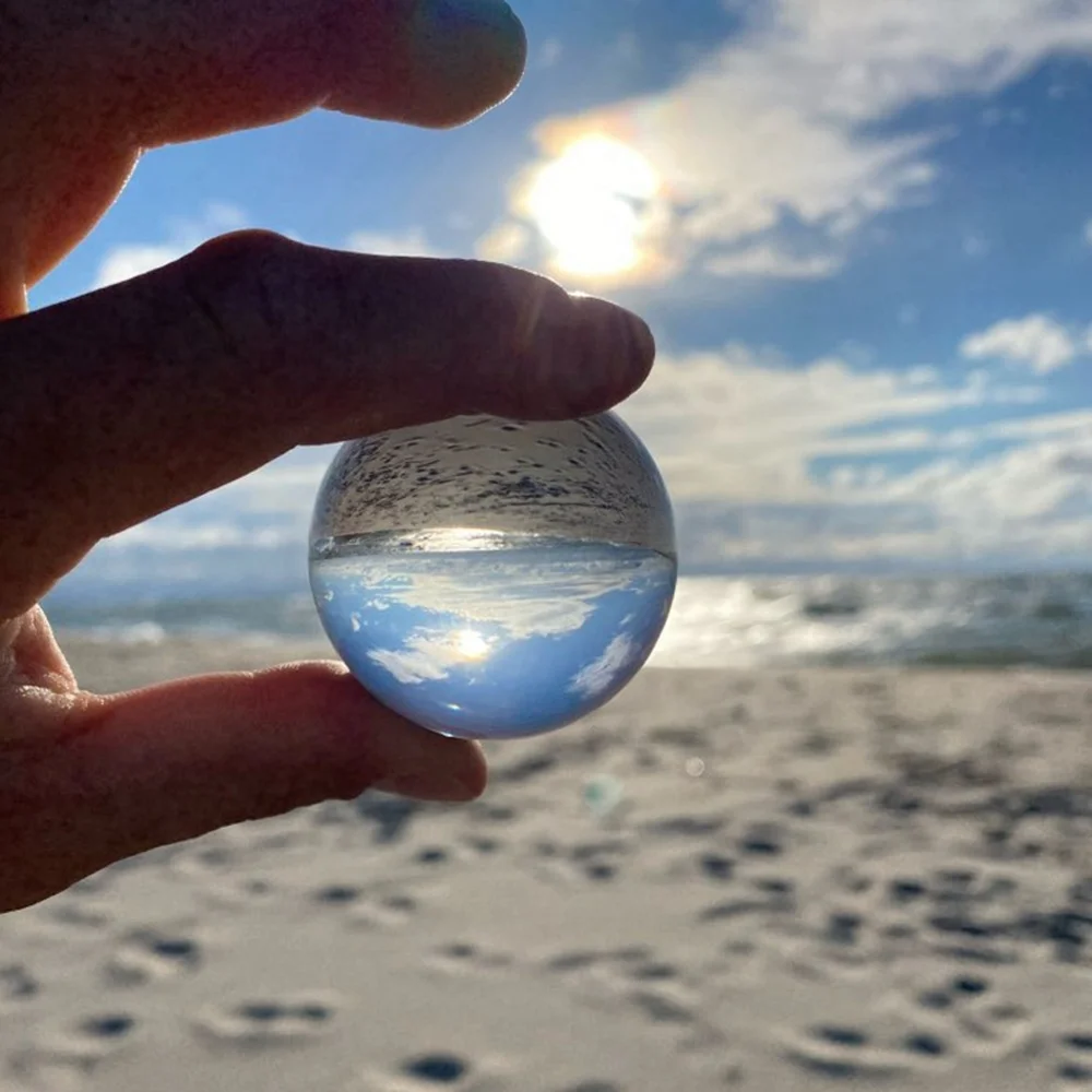 Bola de cristal transparente grande, decoración de foto de arcoíris de la suerte