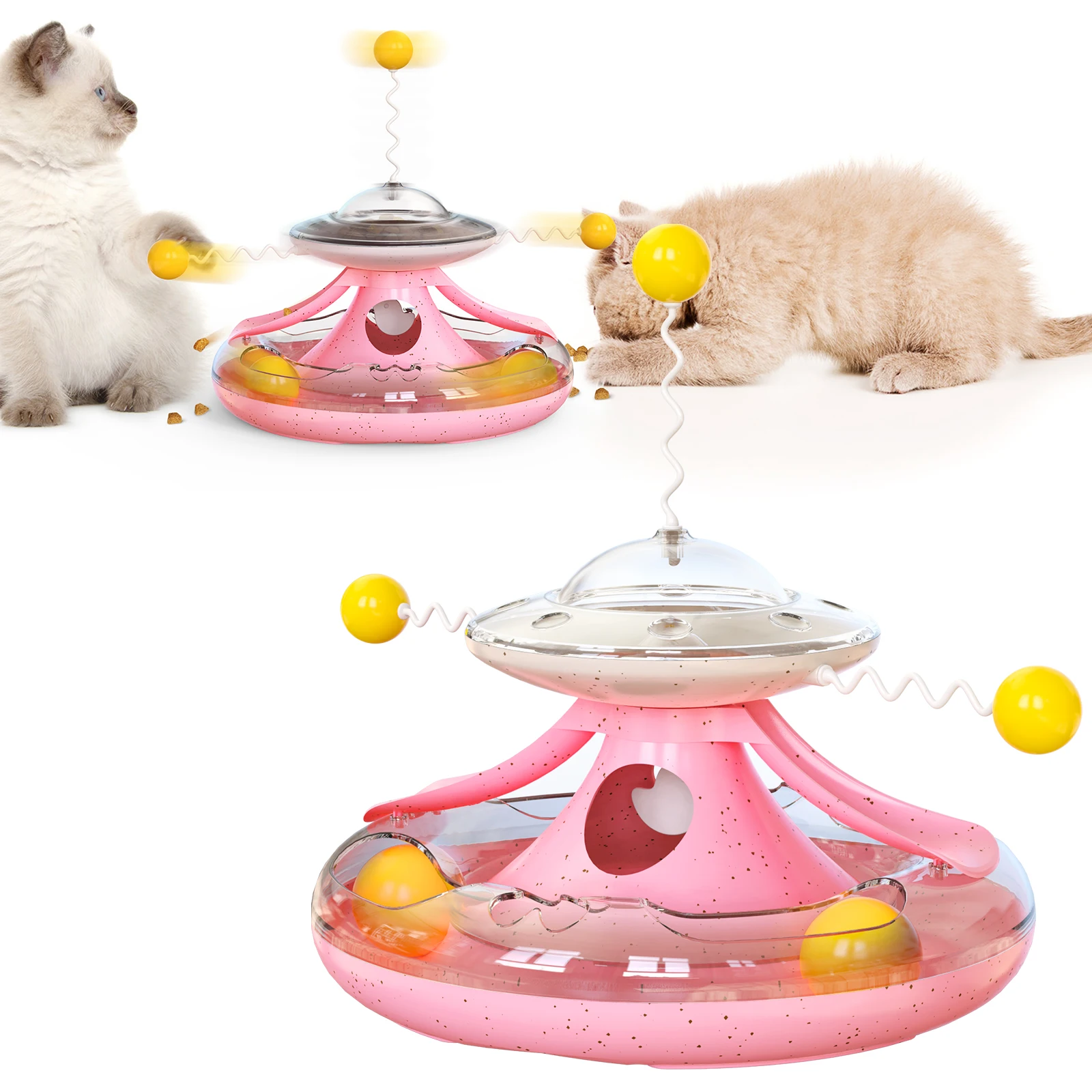 Pet Supplies Pets Happy Turntable   Tilting Funny Cat Stick Leaky Food Tracking Ball Self Happy Toys