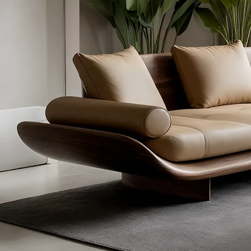 New Chinese Style North American Black Walnut Sofa Light Luxury High End Chaise Lounge Living Room Furniture Customization