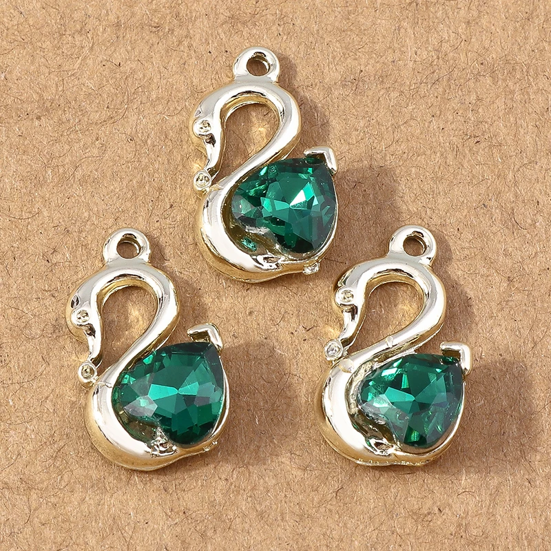 10 Stück 19*11mm Kristall Schwan Charms Anhänger für Schmuckherstellung Halskette Ohrringe DIY Armband Zubehör Zubehör – Detail 3