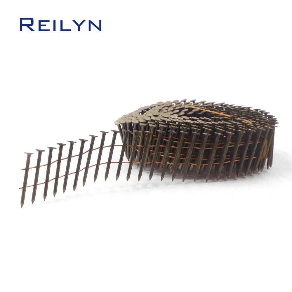 350pcs Wire Collated Coil Nail 2.1x38mm Threaded Shank for Wooden Pallet CN45 CN55 Pneumatic Nail Gun Air Coil Nailer