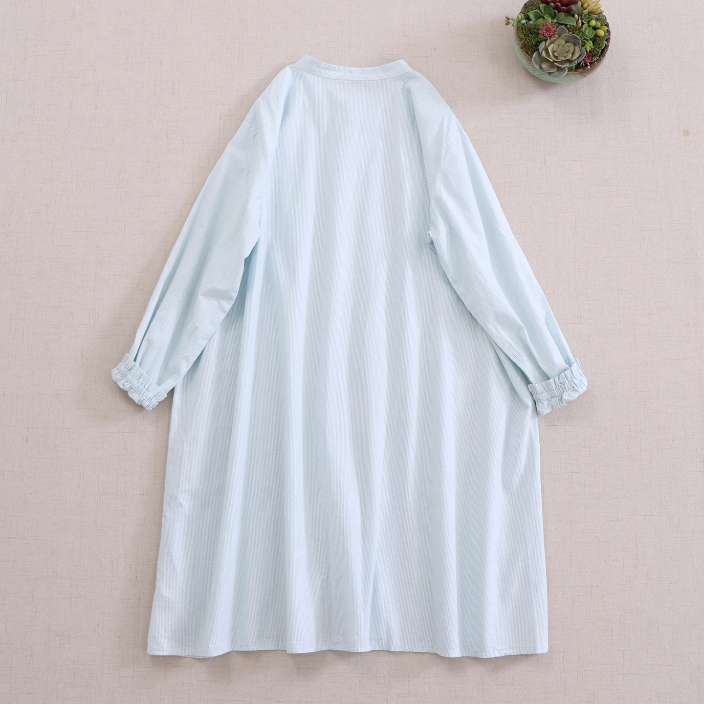 فستان قميص ياباني سويت موري جيرل عتيق مخطط مطرز بالزهور 100% قطن فستان نسائي بياقة واقفة وأكمام طويلة فساتين غير رسمية