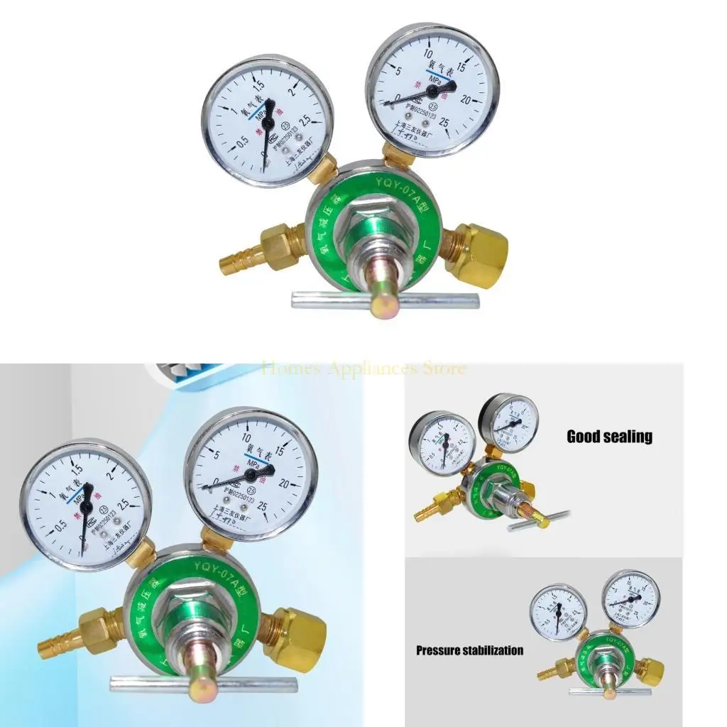 D0AB Copper Pressure Regulator Pressure Reducer with Gauge Copper Oxygen Reducing Valves Copper Oxygen Valves Copper Texture