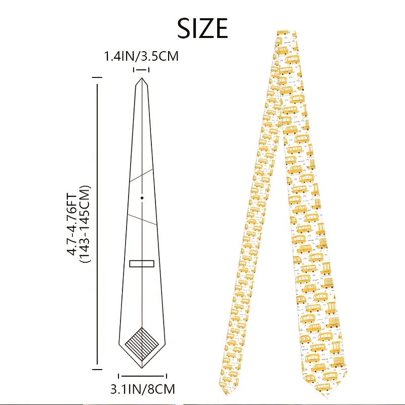 Men's Fashion Cartoon Vehicle Pattern Printed Tie Soft and Stylish Accessory for Weddings Dates Parties