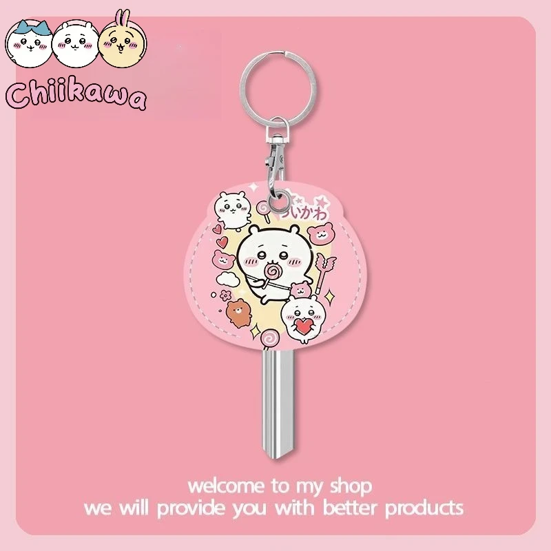 Chiikawa Cute Cartoon Hachiware Key Protection Suite Door Lock Key Set Home Dormitory Key Handle Keychain Storage Card Set Gift