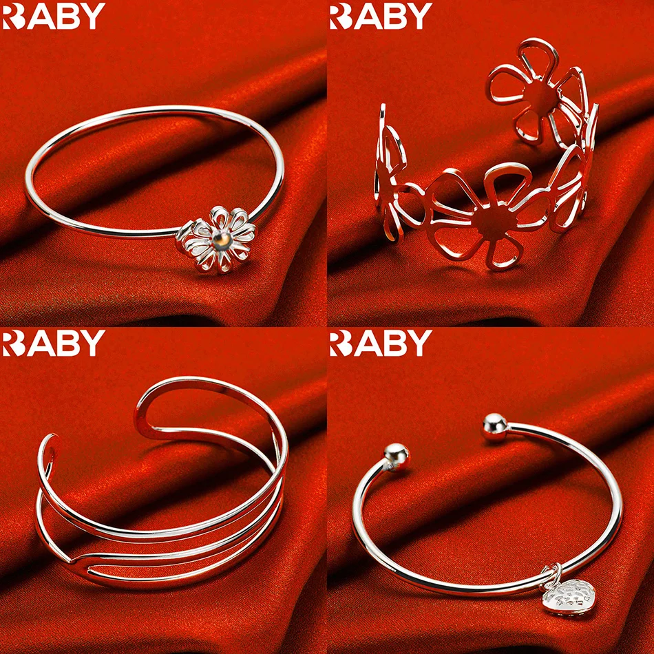 

URBABY 925 Sterling Silver Bangle Design Bracelets For Women Charm Trend Birthday Gifts Fashion Party Fine Jewelry