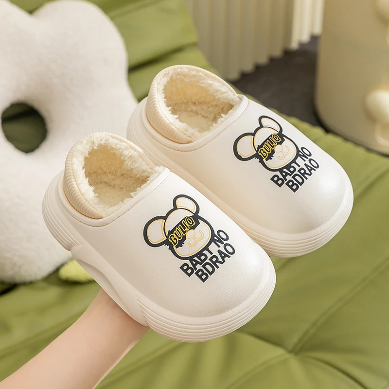 

New winter cute cartoon cotton slippers home women non-slip thick bottom indoor home violence bear warm slippers
