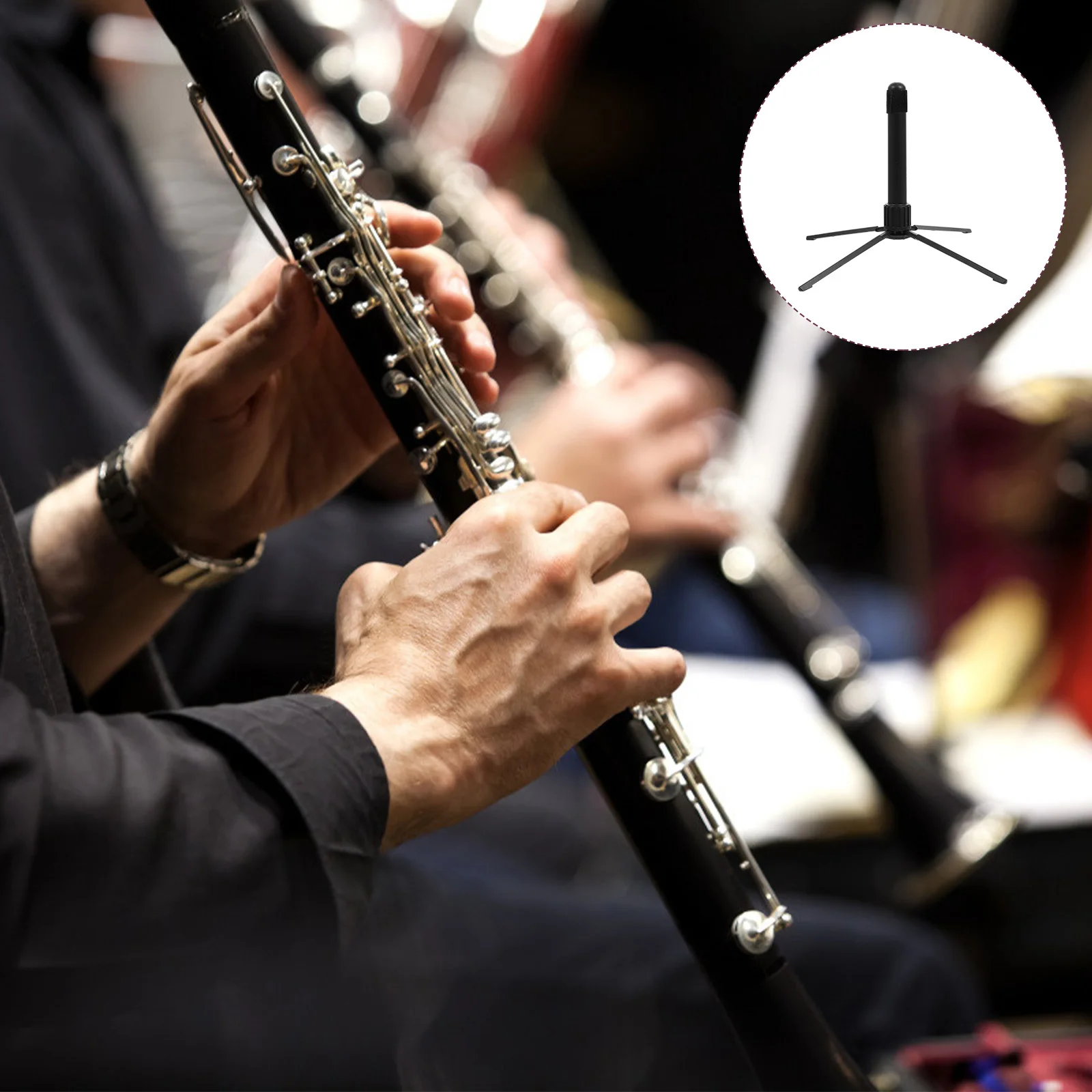 

1Pcs Portable Foldable Clarinet Holder Black Durable Flute Stand Four-Legged Musical Instrument Support Stable Bracket