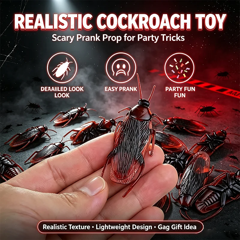 Simulation Fake Cockroach Insect Model Toy Plastic Fake Roach Bug Prank Toy for Halloween Party Joke Tricks Novelty Gag Gifts