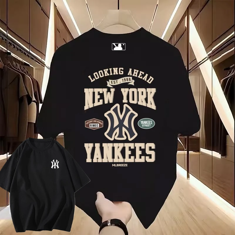 

Trendy Brand Pure Cotton Sleeve T-shirt Summer NY Men's and Women's American Hip-hop Top Loose and Versatile Couple Casual Top