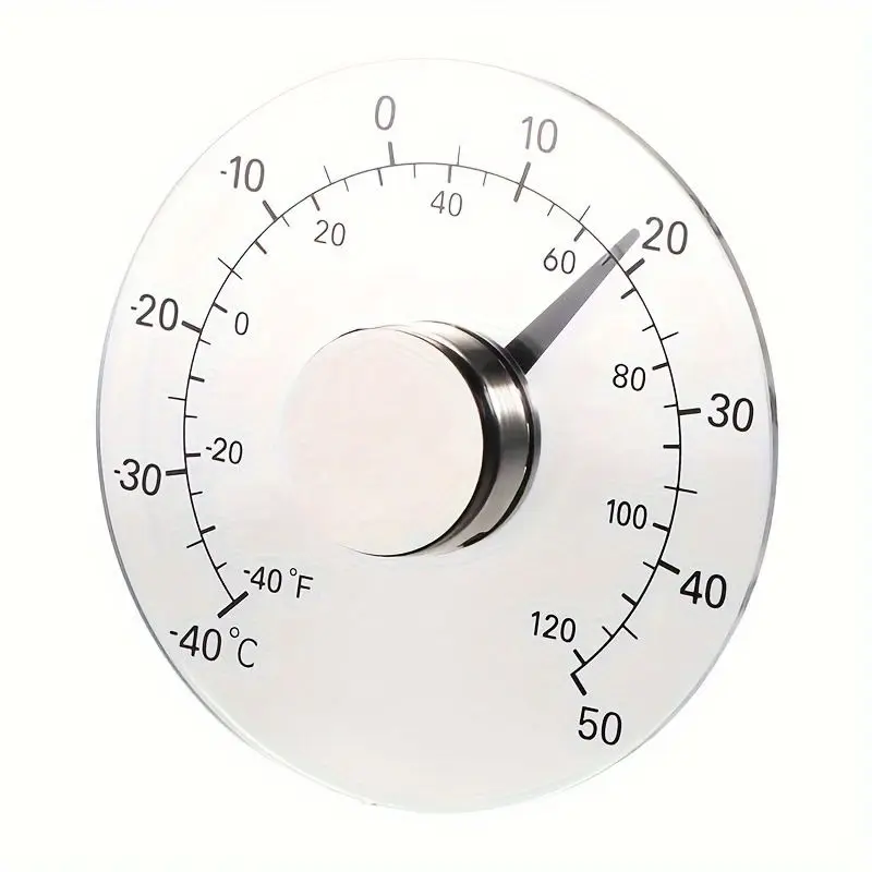 Window Thermometer, Transparent Dial, No Battery Needed, Accurate Reading, Indoor Outdoor Weather Thermometer for Home Office Patio, 1 Piece