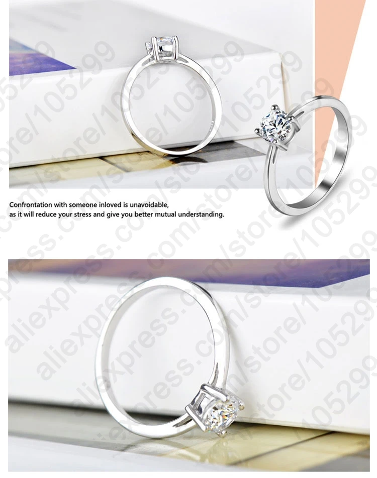 Factory Price 925 Sterling Silver Simple Rings for Women Girls Best Gifts Shiny Clear Zircon CZ Crystal Wedding Jewelry