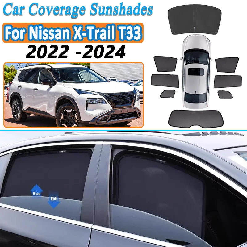 

Солнцезащитный козырек для Nissan X-Trail T33, аксессуары 2022 2023 2024, сетчатые шторки на боковые окна автомобиля, защита от УФ-излучения, защитная шторка для конфиденциальности