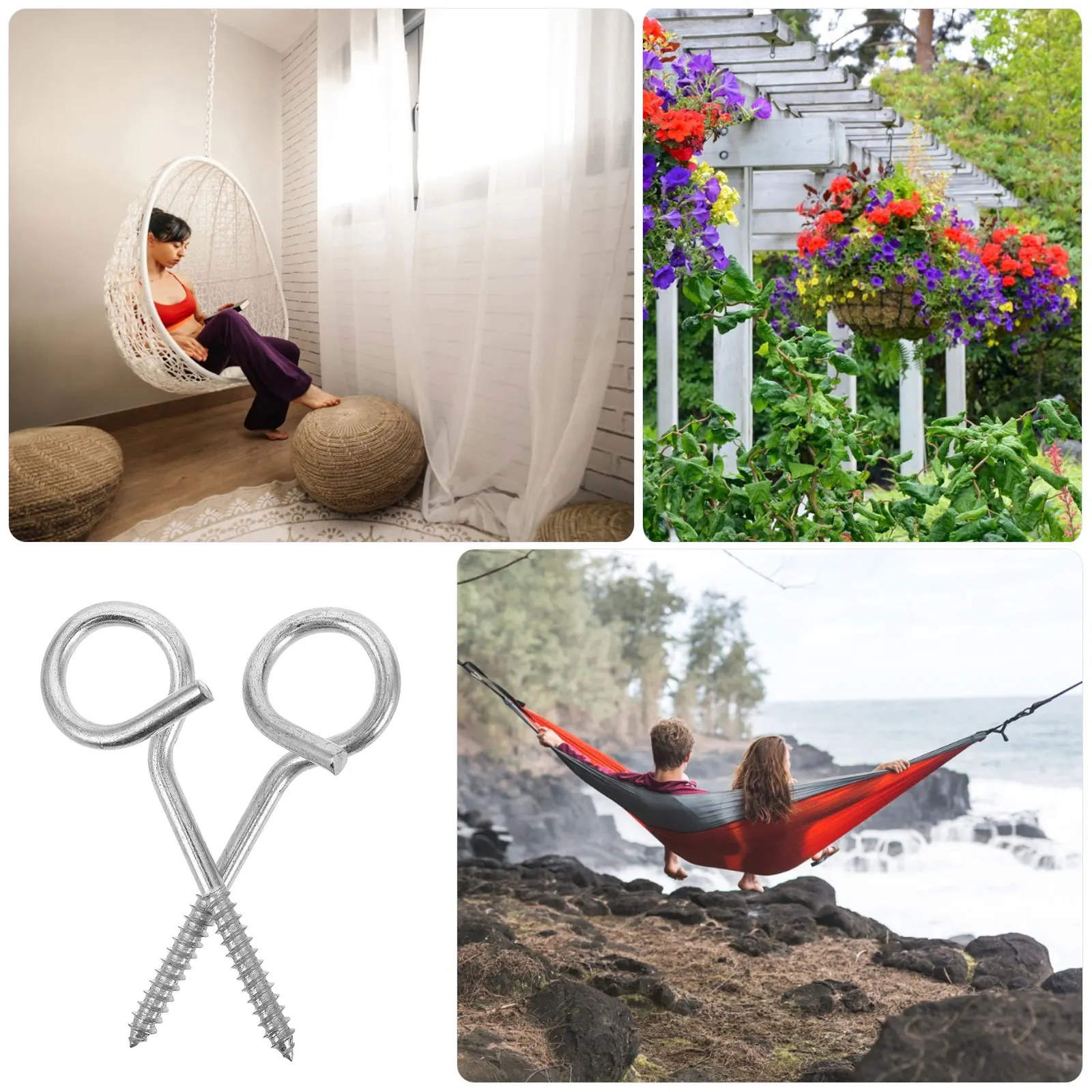 

2 Pcs Coat Hanger Swing Chair Hook Hooks Steel Christmas Light Clips for outside