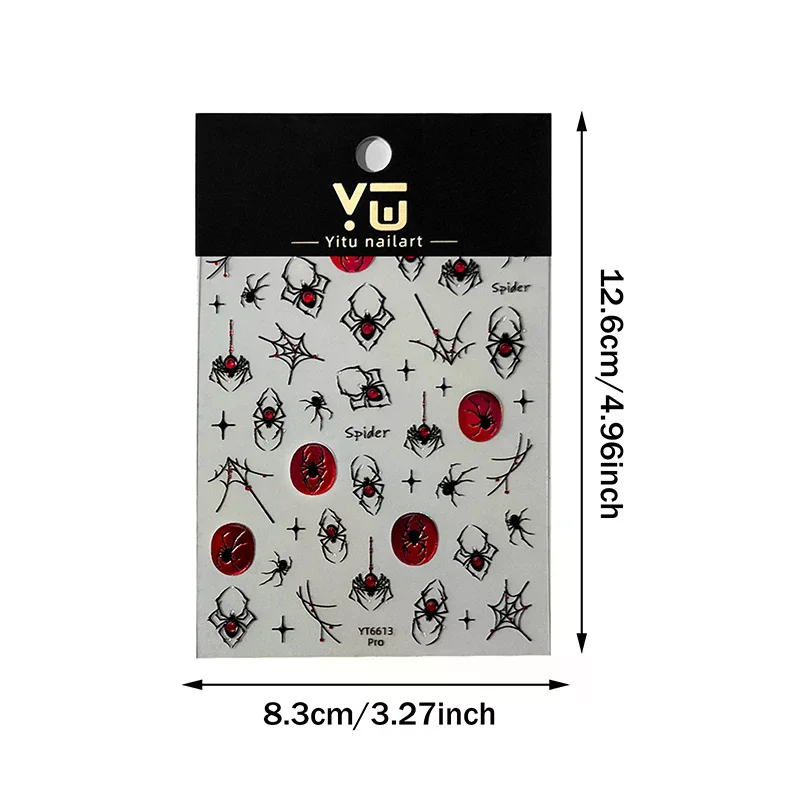 1Sheet Halloween Dark Series 3D Nail Stickers - Spider Cool Gothic Decals for Hot Girls DIY Manicure Decorations